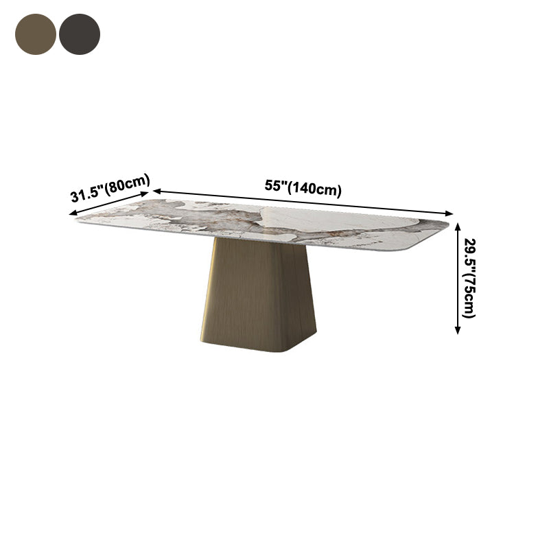 Metal Traditional Luxury Rectangle Table Sintered Stone Table,55"L x 31"W x 29"H
