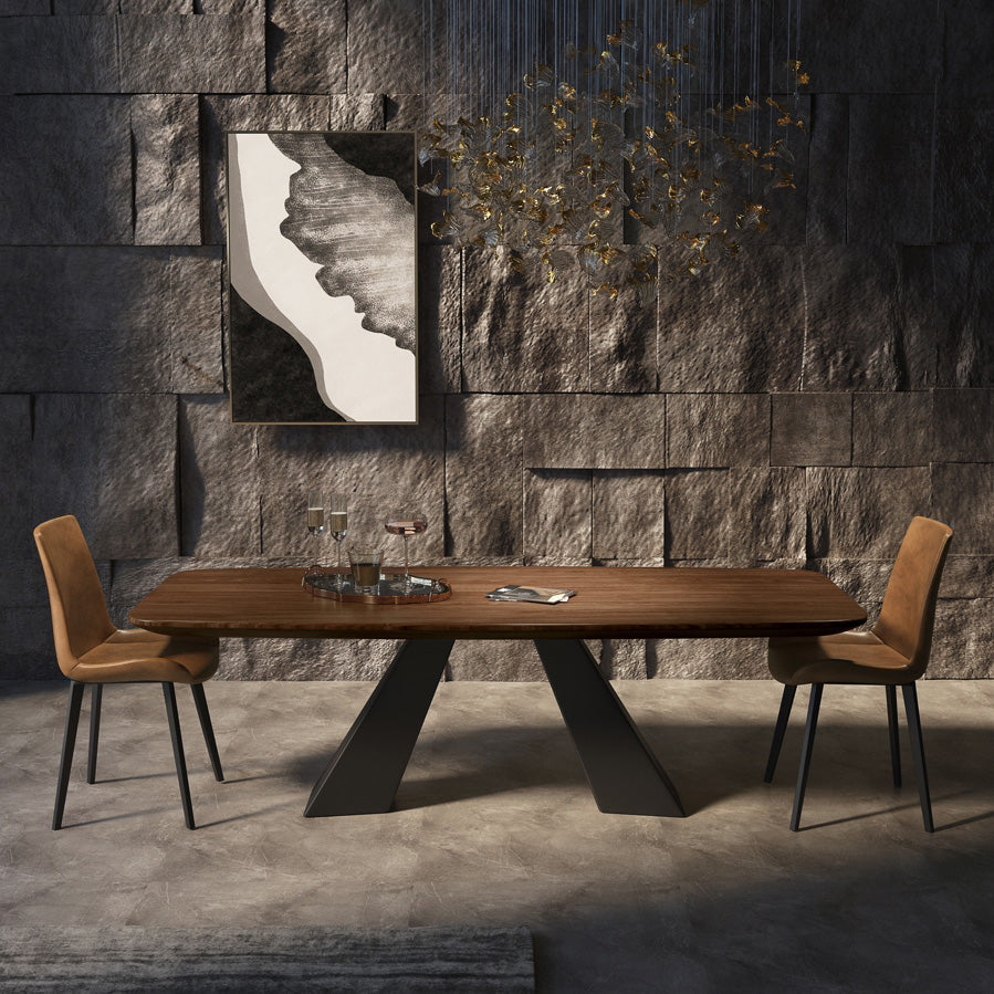 Mesa de comedor rectangular Mesa base de doble pedestal de estilo industrial para comedor