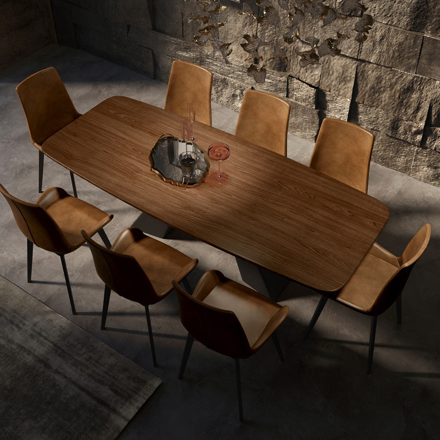 Mesa de comedor rectangular Mesa base de doble pedestal de estilo industrial para comedor