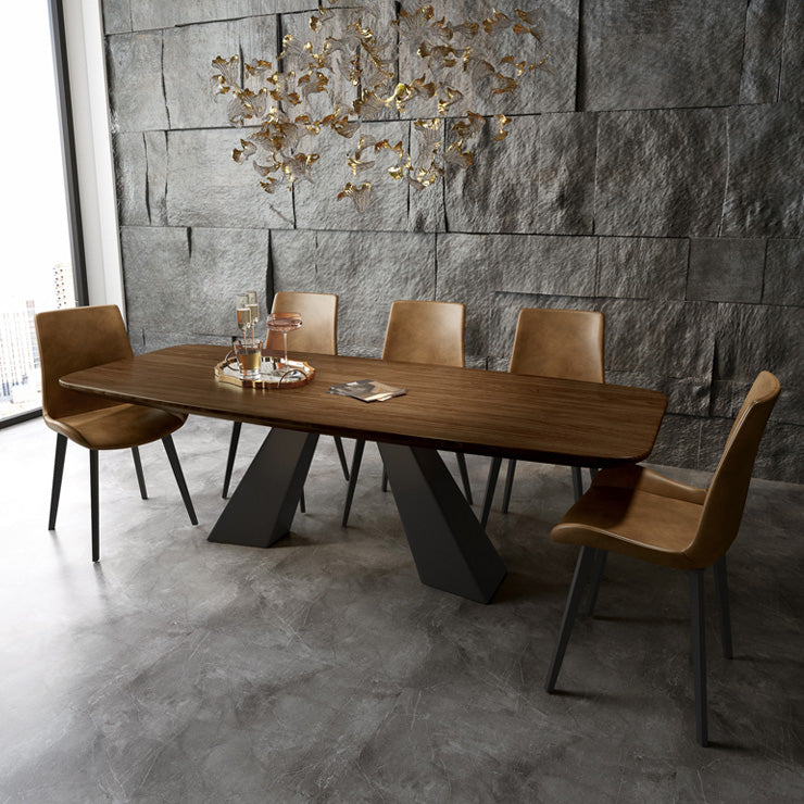 Mesa de comedor rectangular Mesa base de doble pedestal de estilo industrial para comedor