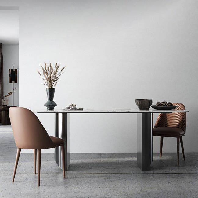 Metalen traditionele luxe rechthoekige tafel Gesinterde stenen binnentafel