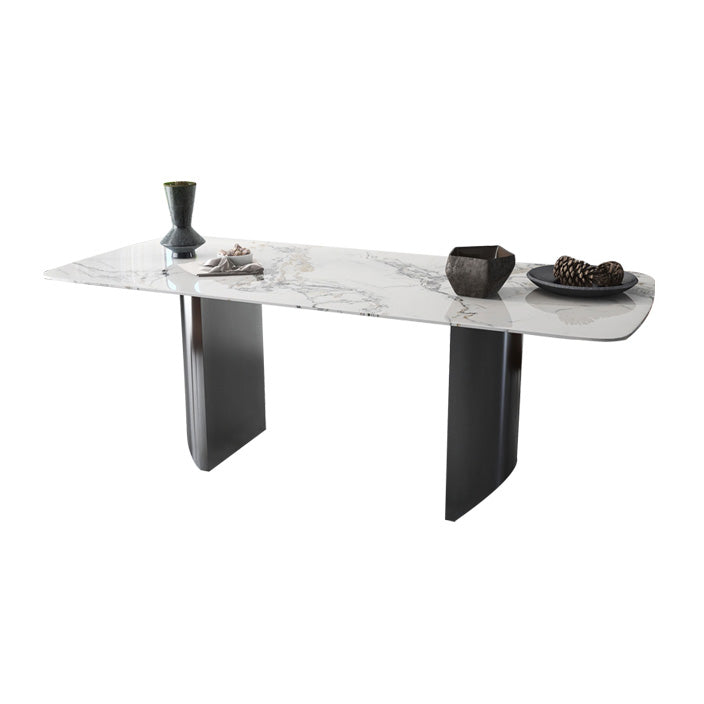 Metalen traditionele luxe rechthoekige tafel Gesinterde stenen binnentafel