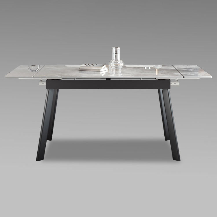 Modern Rectangle Dining Table Sintered Stone 4 Legs Table with Black Frame