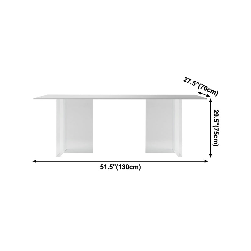 Modern White Dining Table Rectangle Sintered Stone Dining Table with Acrylic Base for Kitchen