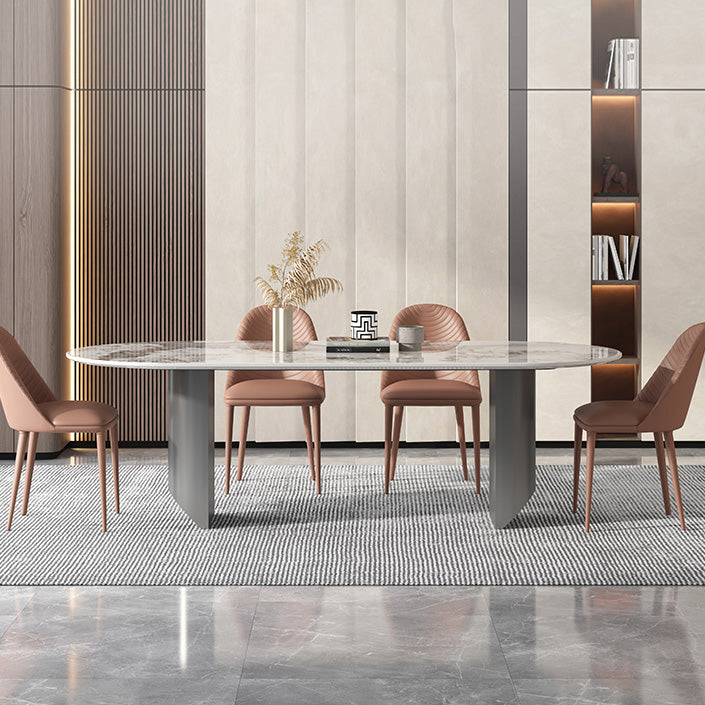 Metal Traditional Luxury Oval Table Sintered Stone Table for Dining Room and Kitchen