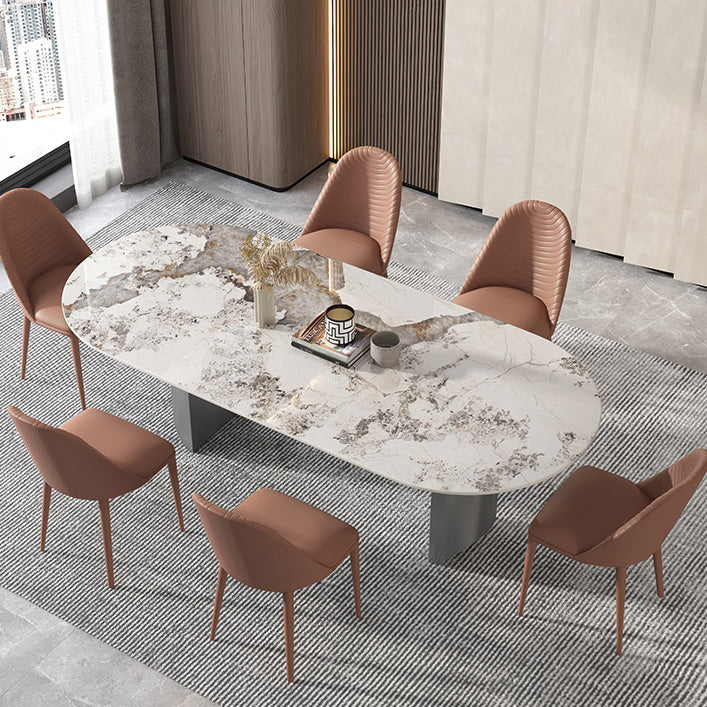 Metal Traditional Luxury Oval Table Sintered Stone Table for Dining Room and Kitchen