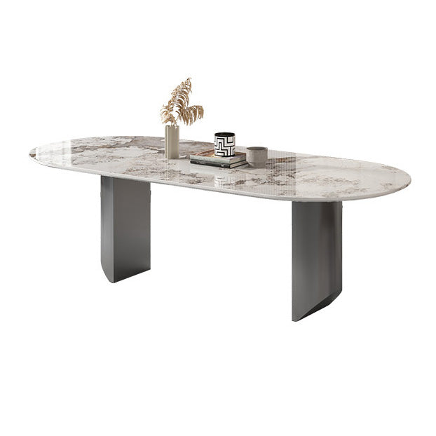 Metal Traditional Luxury Oval Table Sintered Stone Table for Dining Room and Kitchen