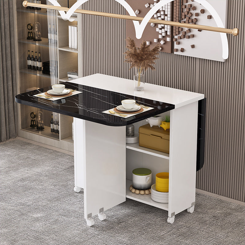 Modern Style Dining Table Rectangle Drop-Leaf Dining Table for Home Use