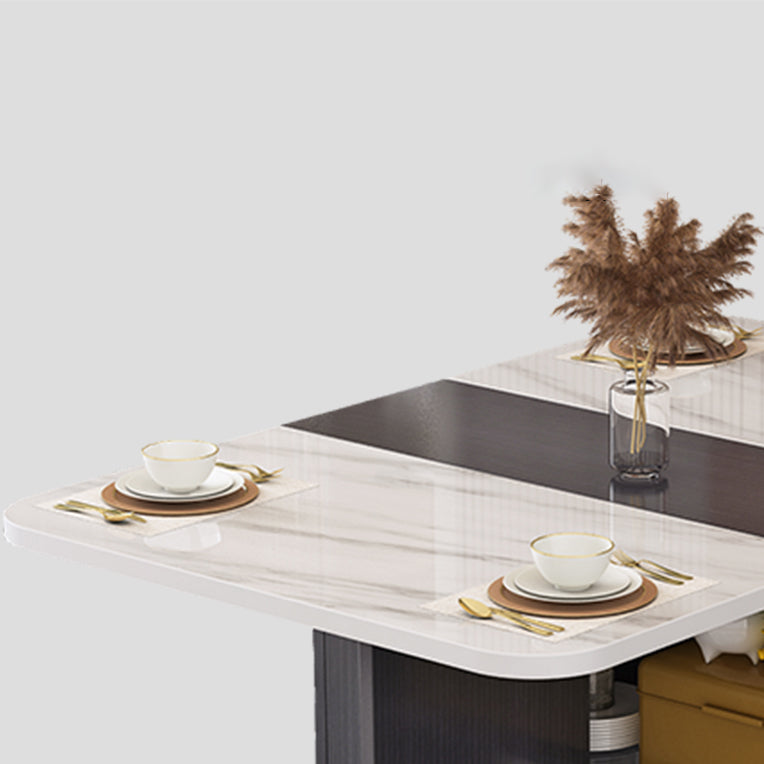 Modern Style Dining Table Rectangle Drop-Leaf Dining Table for Home Use
