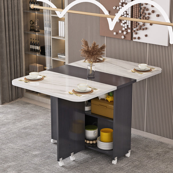 Modern Style Dining Table Rectangle Drop-Leaf Dining Table for Home Use