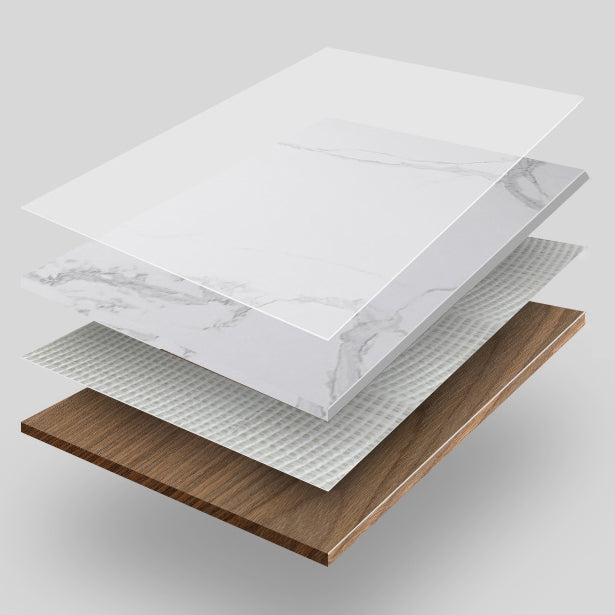 Mesa de comedor de lujo tradicional, mesa de comedor rectangular de piedra sinterizada con base de metal