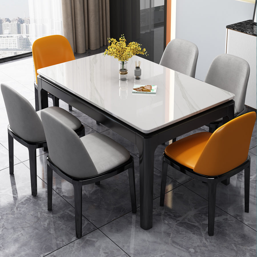 Stone Dining Room Collection Midcentury Style Rectangle 4 Legs Dining Table for Home