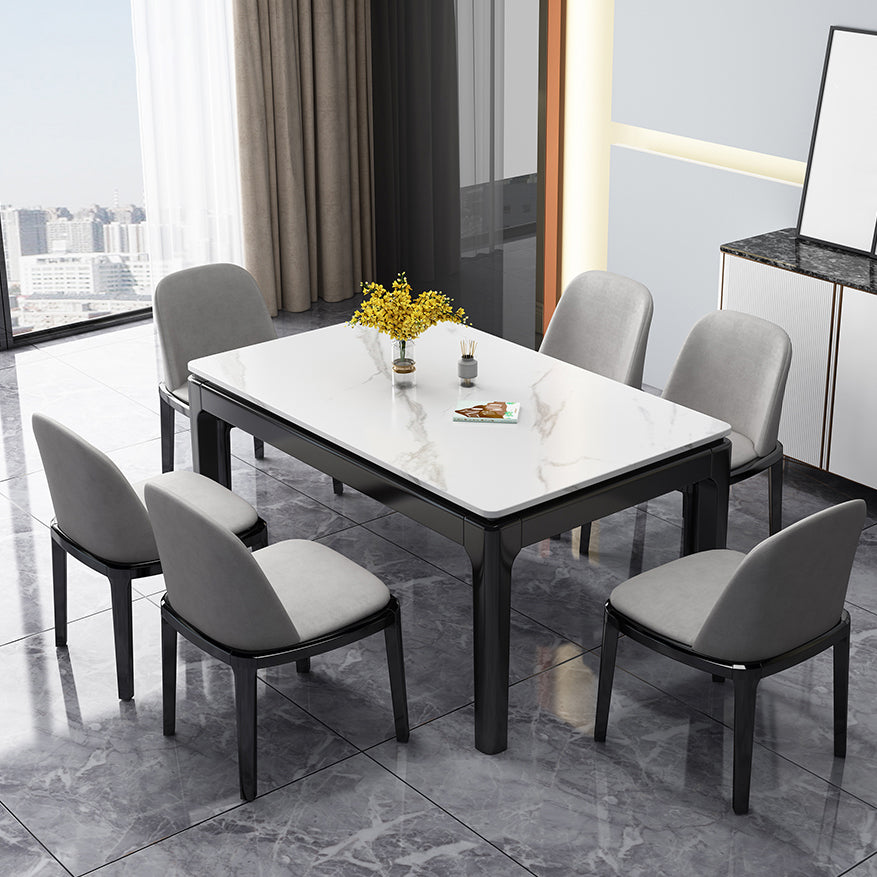 Stone Dining Room Collection Midcentury Style Rectangle 4 Legs Dining Table for Home