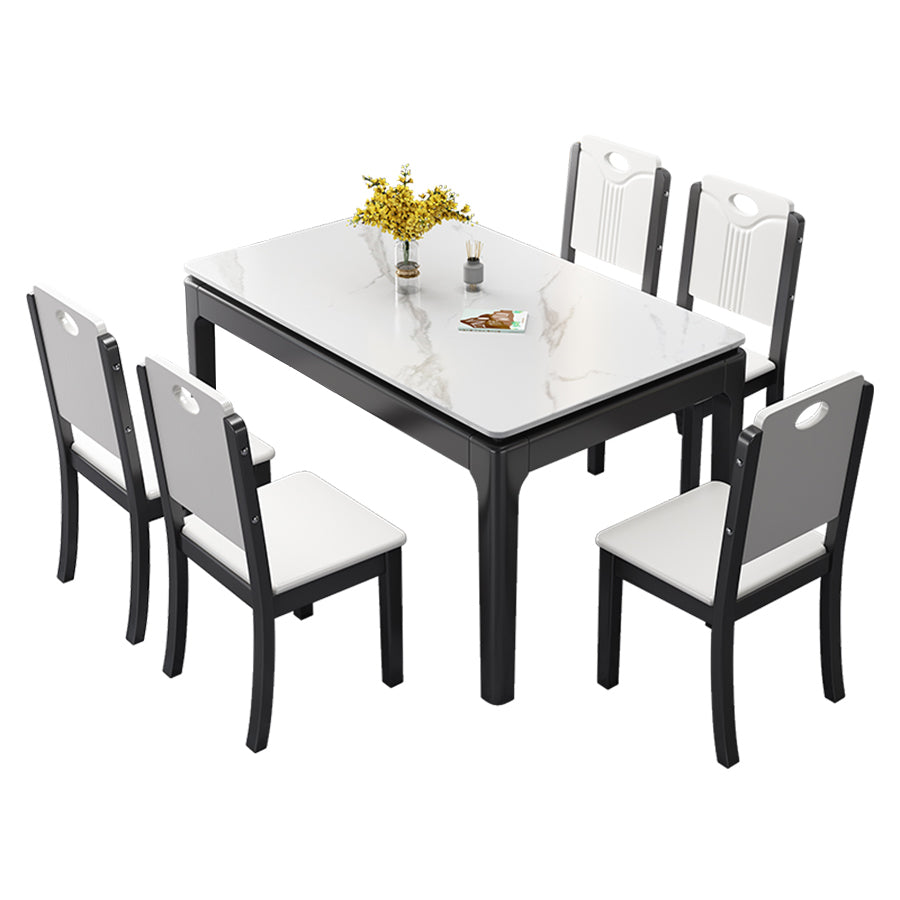 Stone Dining Room Collection Midcentury Style Rectangle 4 Legs Dining Table for Home