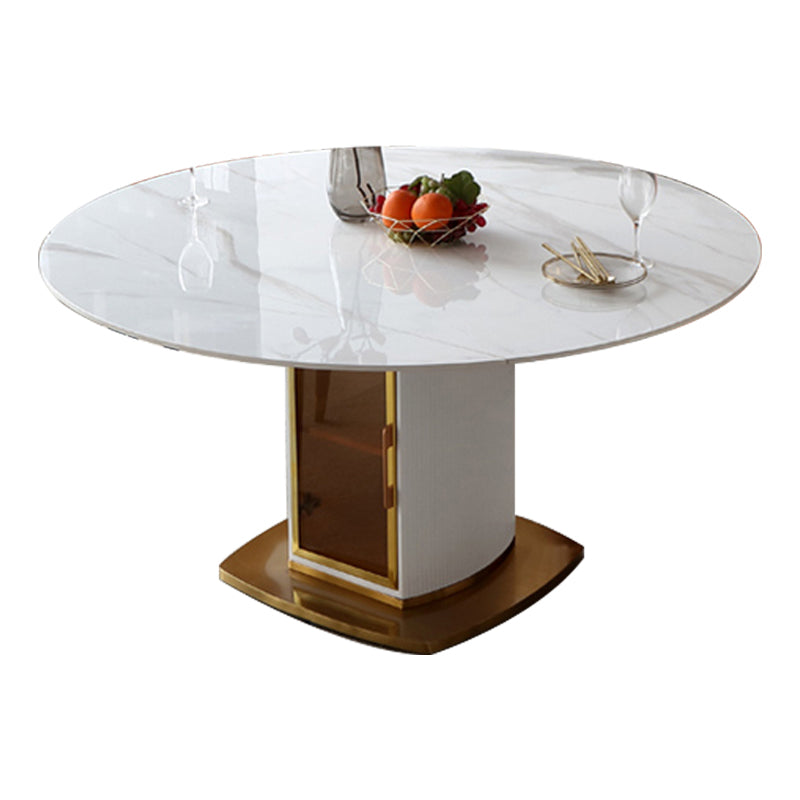 Round Pedestal Dinner Table Traditional Luxury Drop-Leaf Dining Table for Indoor