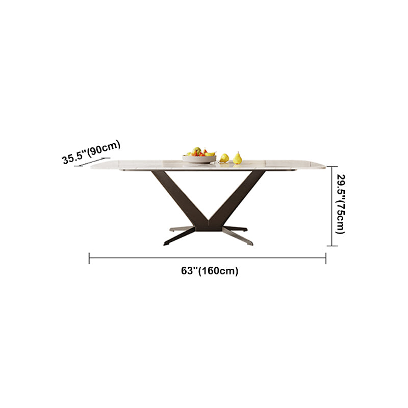 Sintered Stone Dining Table Single Pedestal Base Luxury Style Rectangle Table for Home