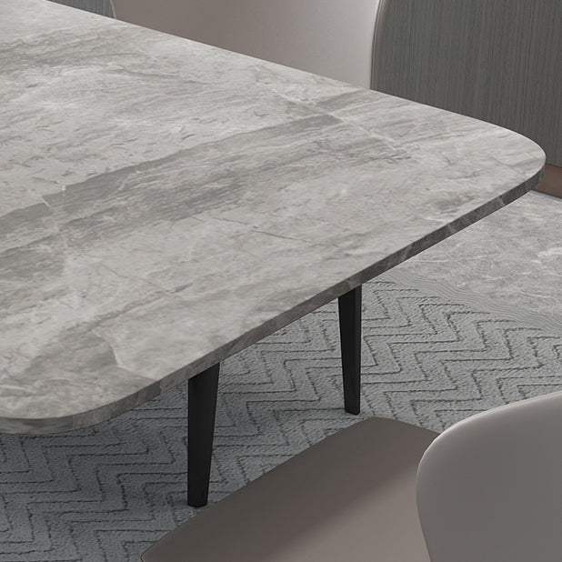 Luxury Style Sintered Stone Table Black Single Pedestal Base Rectangle Table for Home