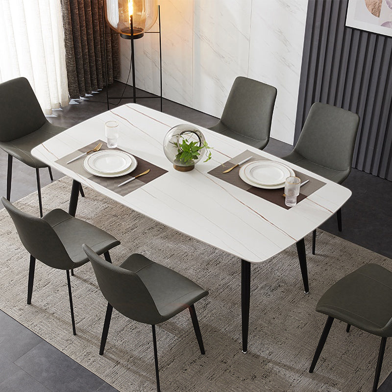 Industrialstil Sintered Stone Tisch schwarz 4 Beine Basis Rechtecktisch für Zuhause