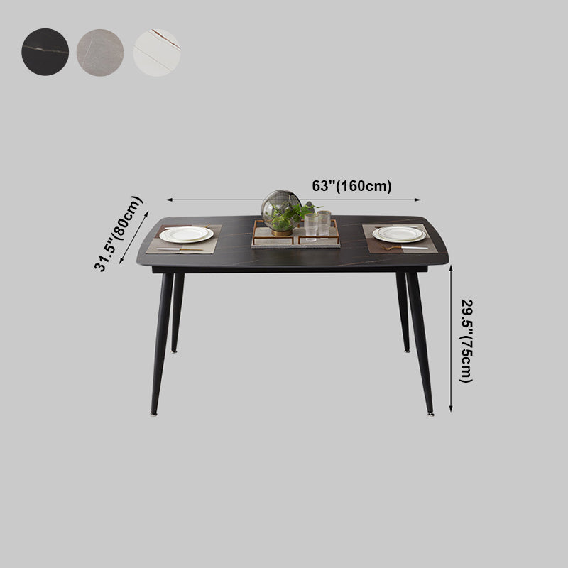 Industrialstil Sintered Stone Tisch schwarz 4 Beine Basis Rechtecktisch für Zuhause