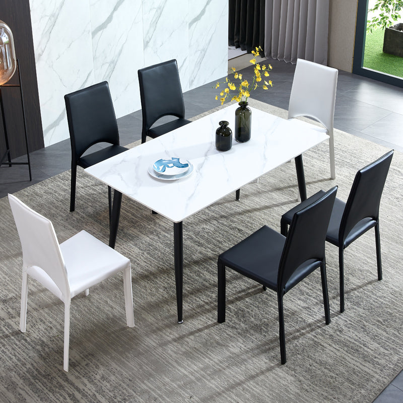 Rectangle Sintered Stone Dining Table Industrial Style 4 Legs Table for Home