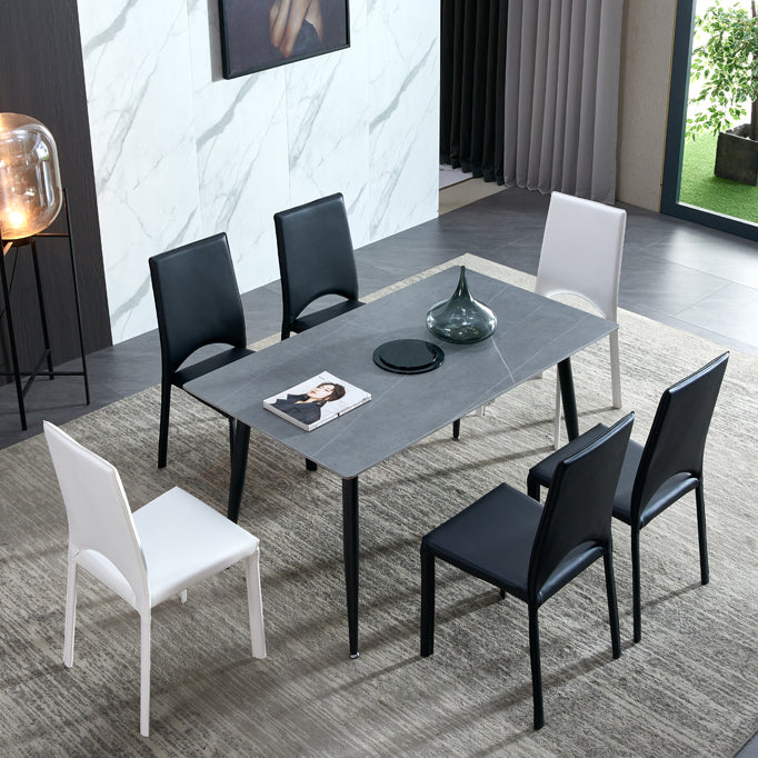 Rectangle Sintered Stone Dining Table Industrial Style 4 Legs Table for Home