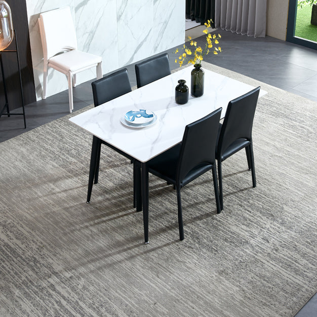 Rectangle Sintered Stone Dining Table Industrial Style 4 Legs Table for Home