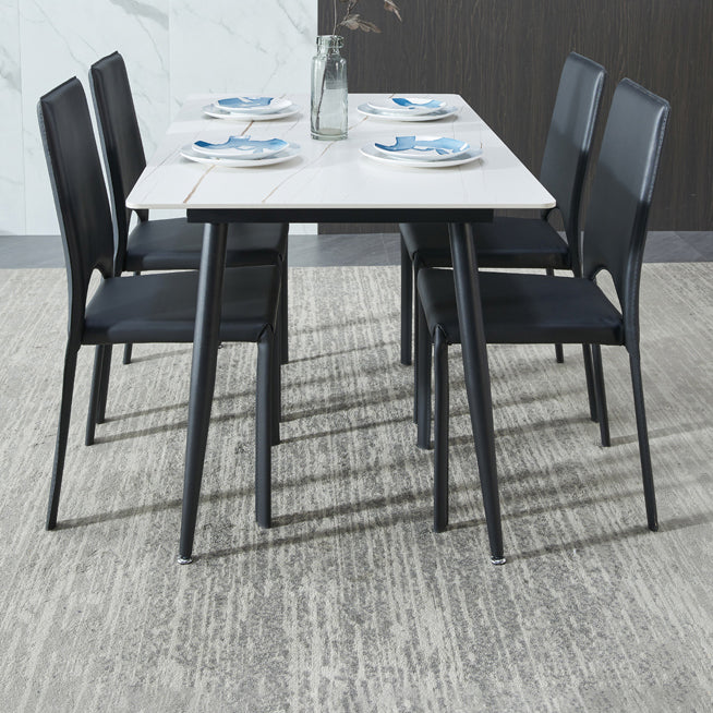 Rectangle Sintered Stone Dining Table Industrial Style 4 Legs Table for Home