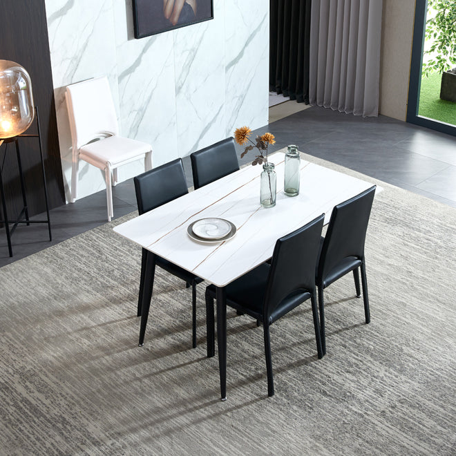 Rectangle Sintered Stone Dining Table Industrial Style 4 Legs Table for Home