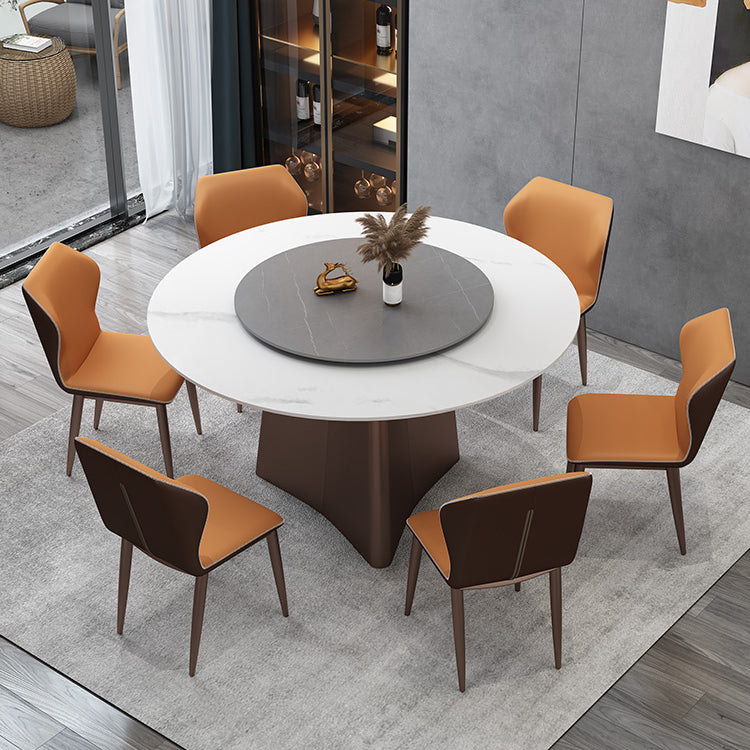 Muebles de la base del pedestal redondo colección de comedor de piedra de estilo de lujo sin platillo giratorio