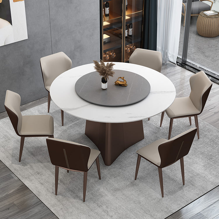 Muebles de la base del pedestal redondo colección de comedor de piedra de estilo de lujo sin platillo giratorio