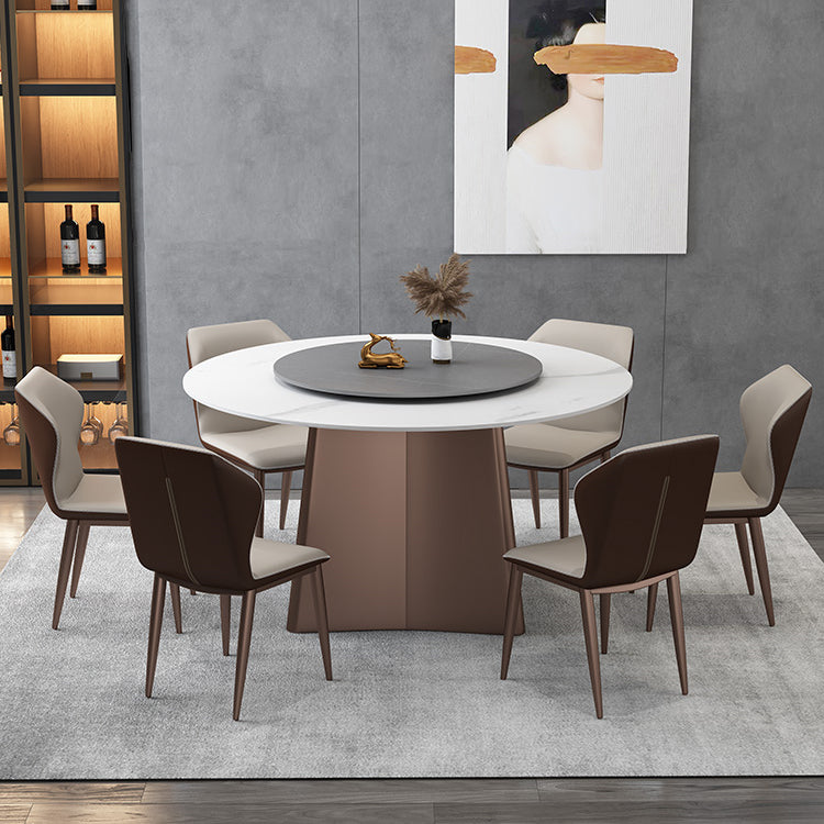 Muebles de la base del pedestal redondo colección de comedor de piedra de estilo de lujo sin platillo giratorio