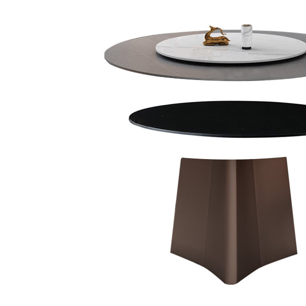 Muebles de la base del pedestal redondo colección de comedor de piedra de estilo de lujo sin platillo giratorio