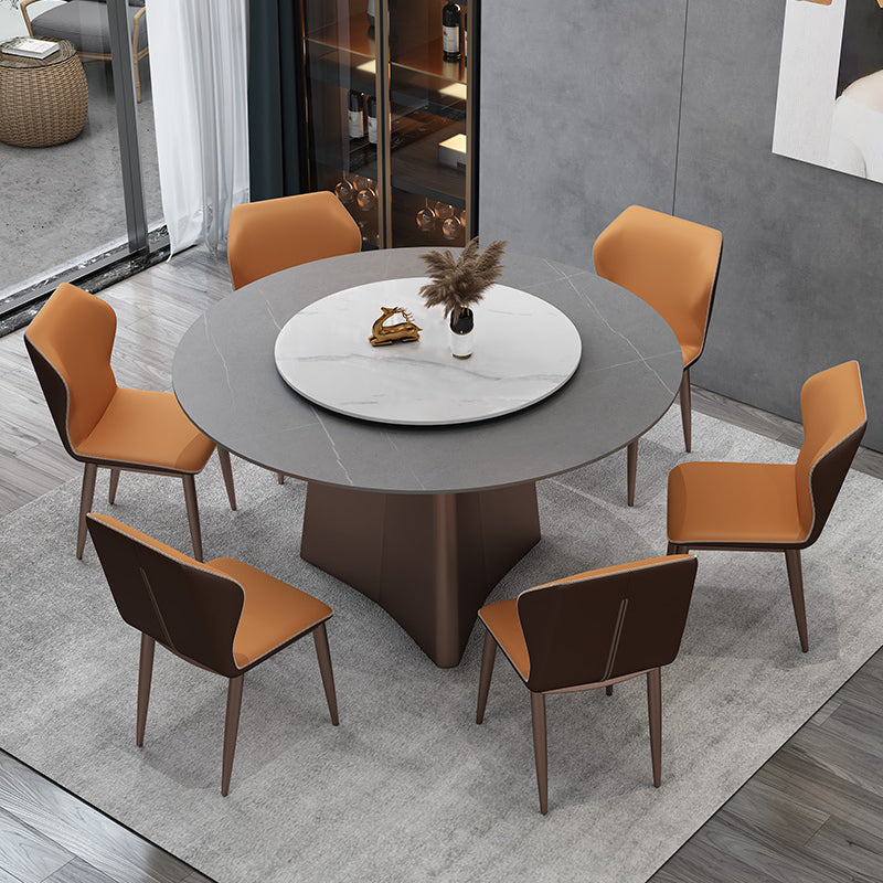 Muebles de la base del pedestal redondo colección de comedor de piedra de estilo de lujo sin platillo giratorio