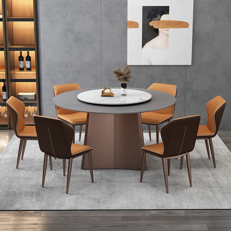 Muebles de la base del pedestal redondo colección de comedor de piedra de estilo de lujo sin platillo giratorio