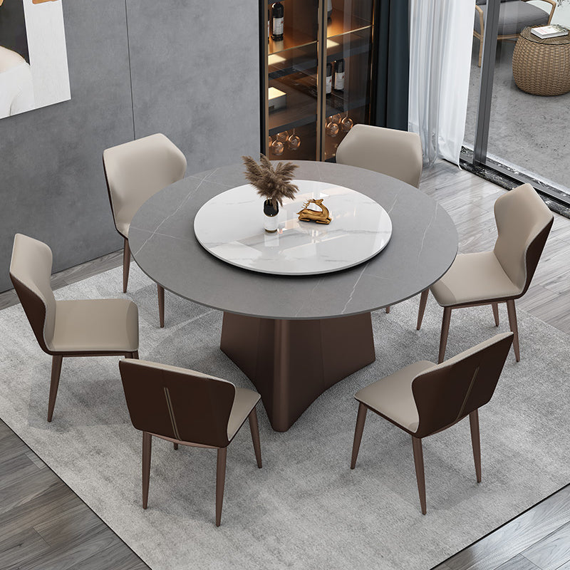 Muebles de la base del pedestal redondo colección de comedor de piedra de estilo de lujo sin platillo giratorio