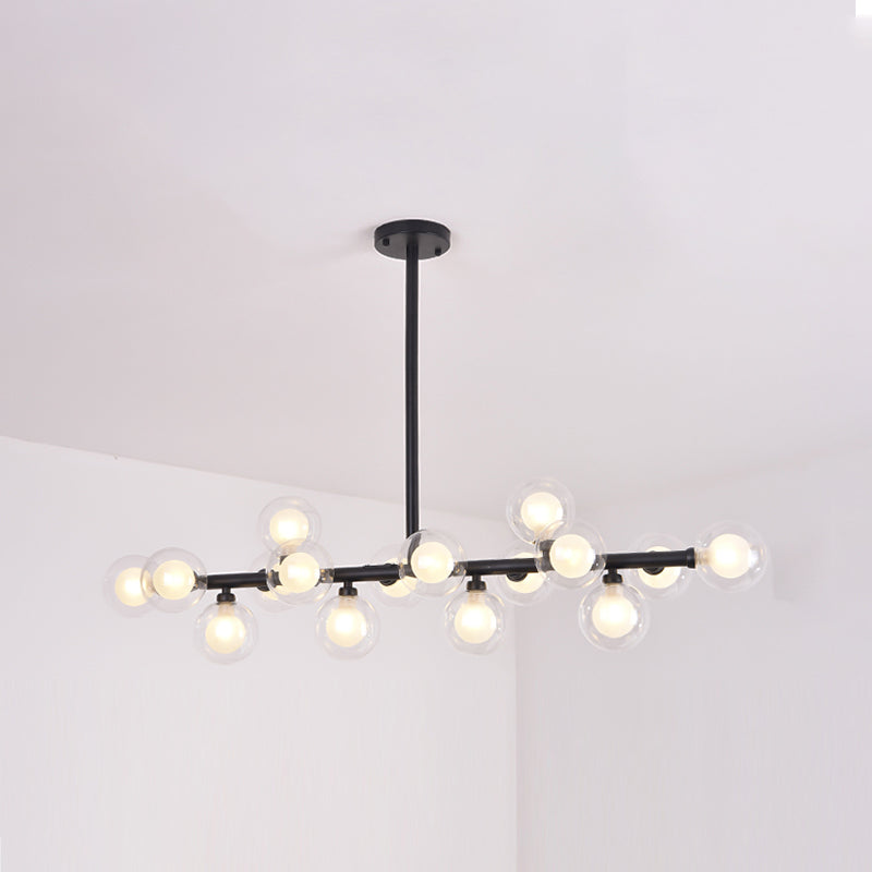 Luz de lámparas de araña de metal modernas luces colgantes colgantes de múltiples cabezas con sombra de vidrio global