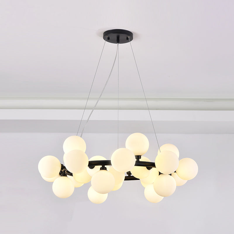 Luz de lámparas de araña de metal modernas luces colgantes colgantes de múltiples cabezas con sombra de vidrio global