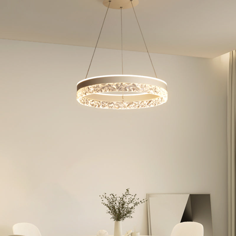 Modern Metal Chandelier Light Fixtures Round 1-Light Suspension Pendant Lamps with Acrylic Shade