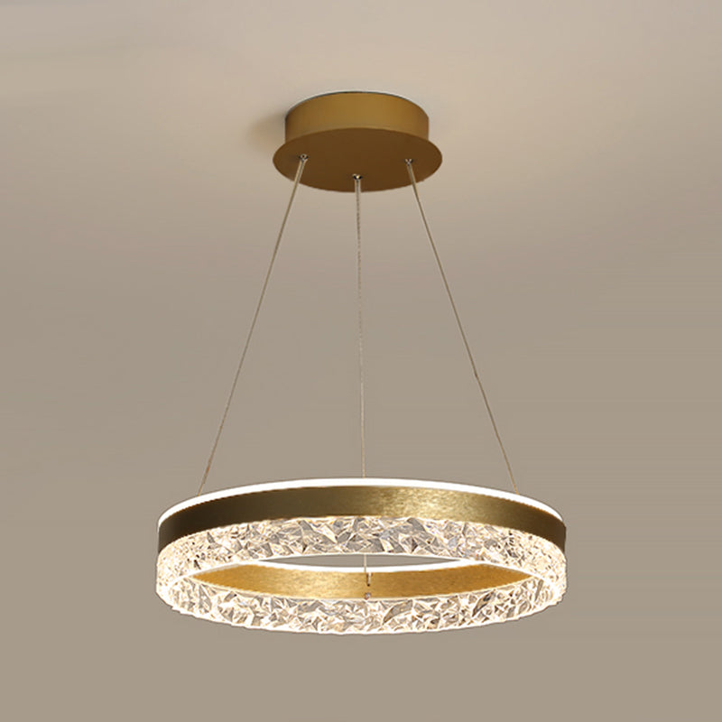 Modern Metal Chandelier Light Fixtures Round 1-Light Suspension Pendant Lamps with Acrylic Shade
