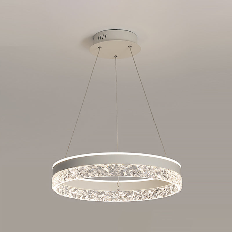 Modern Metal Chandelier Light Fixtures Round 1-Light Suspension Pendant Lamps with Acrylic Shade