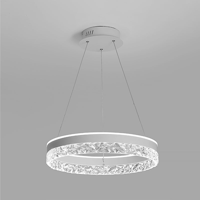 Modern Metal Chandelier Light Fixtures Round 1-Light Suspension Pendant Lamps with Acrylic Shade