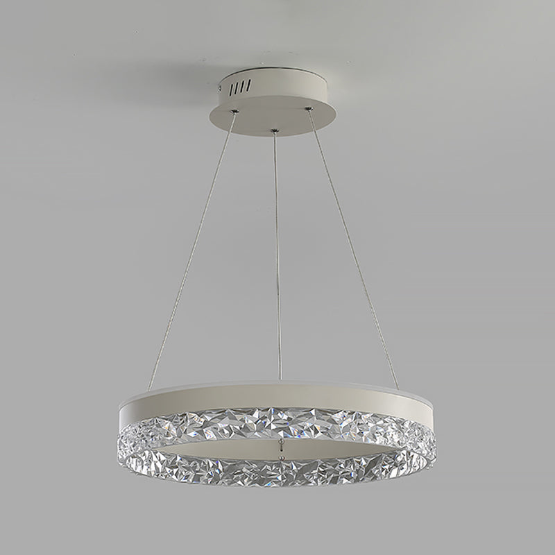 Modern Metal Chandelier Light Fixtures Round 1-Light Suspension Pendant Lamps with Acrylic Shade