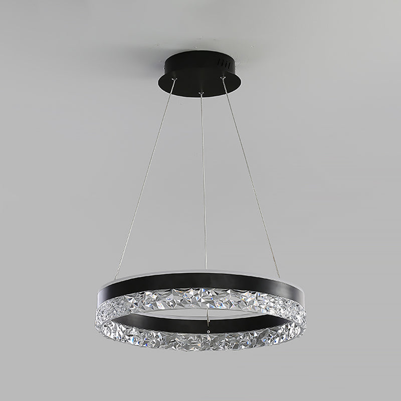 Modern Metal Chandelier Light Fixtures Round 1-Light Suspension Pendant Lamps with Acrylic Shade