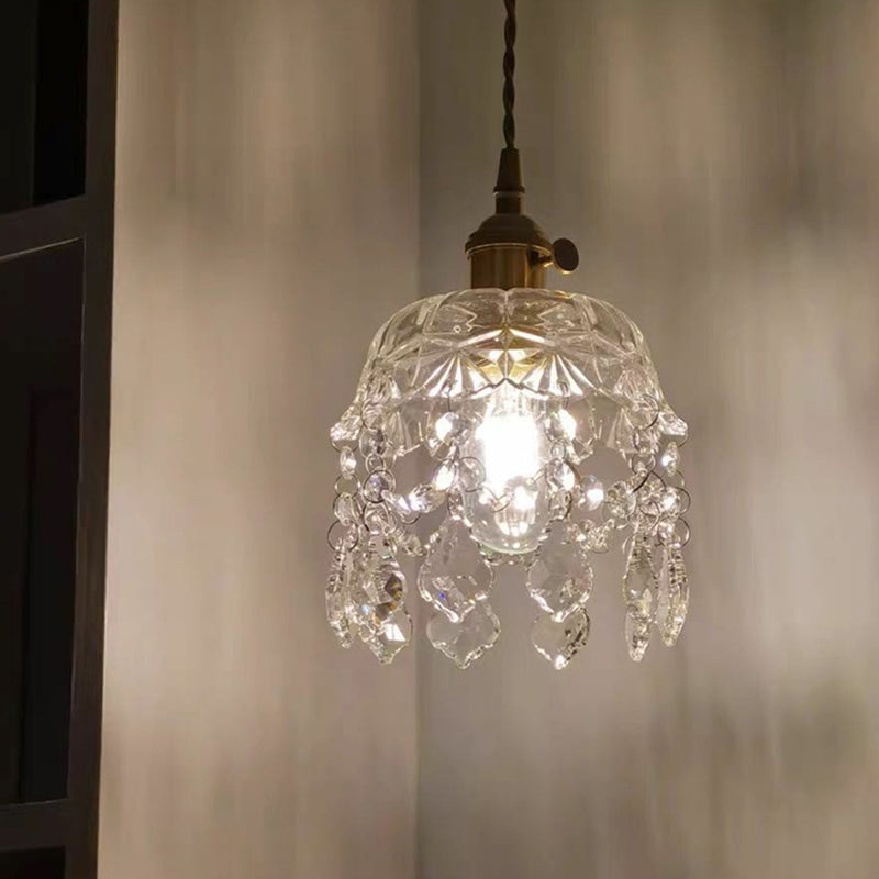 Contemporary Suspension Lamp Single Light Glass Hanging Lights for Bedroom