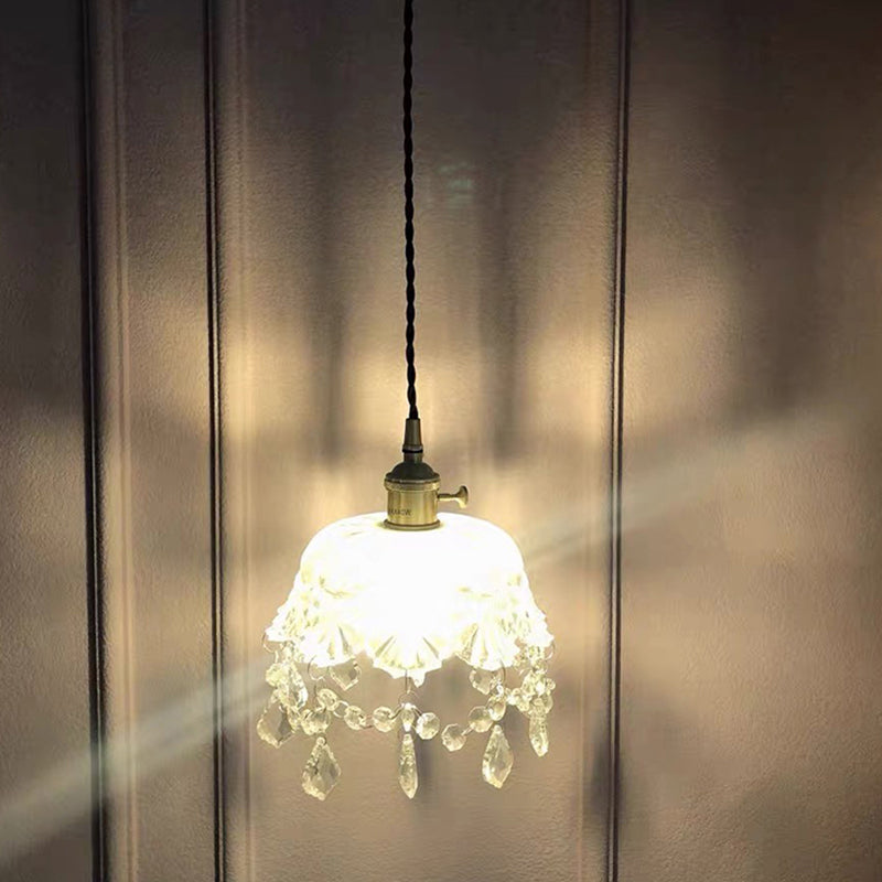 Lampe de suspension contemporaine simple lumière en verre de pendaison de suspension pour chambre à coucher