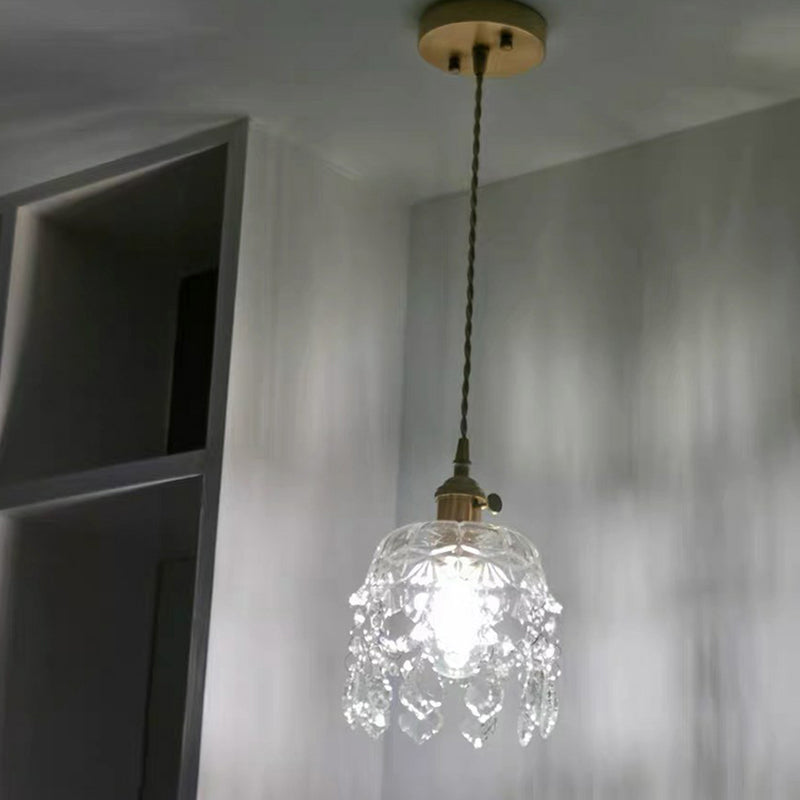 Lampe de suspension contemporaine simple lumière en verre de pendaison de suspension pour chambre à coucher