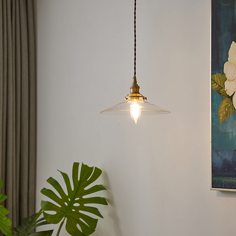 Lampada a sospensione in ottone in ottone in ottone industriale 1 lampada a sospensione in vetro leggero per ristorante