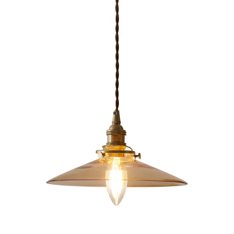 Lampada a sospensione in ottone in ottone in ottone industriale 1 lampada a sospensione in vetro leggero per ristorante