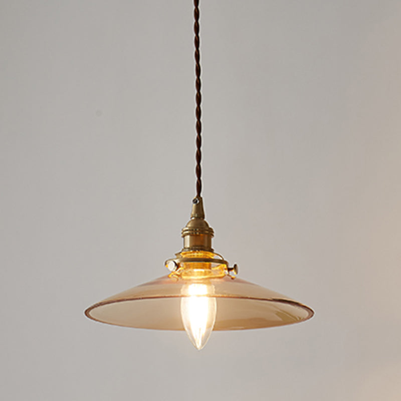 Lampada a sospensione in ottone in ottone in ottone industriale 1 lampada a sospensione in vetro leggero per ristorante