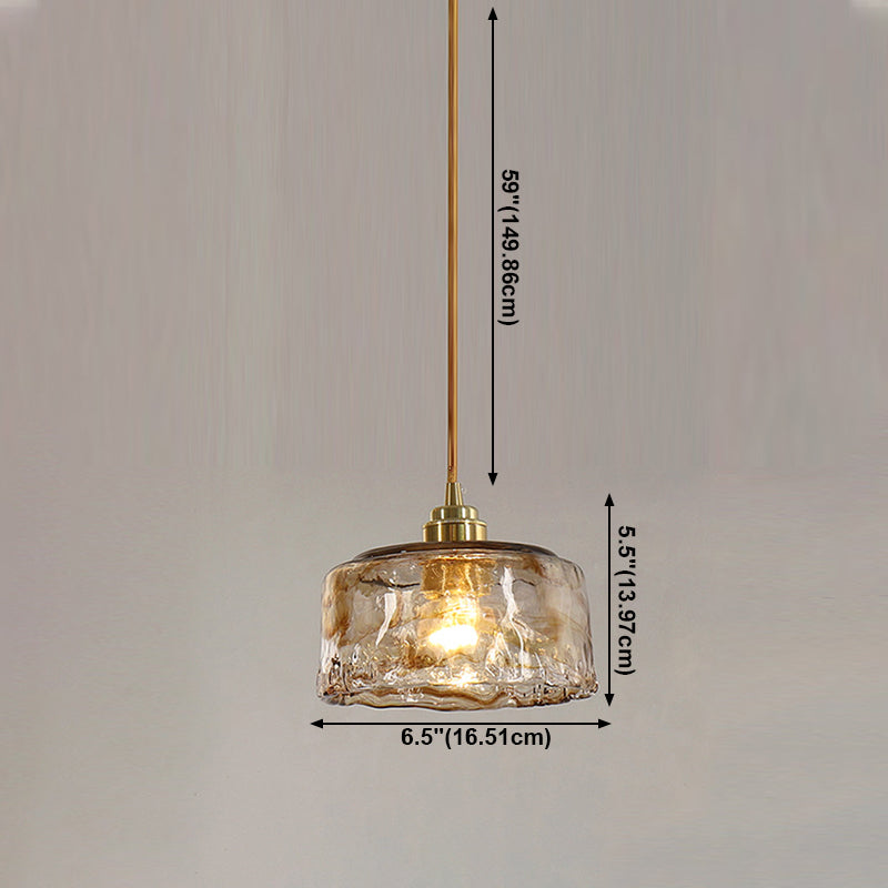 1 Light Hanging Glass Lamp Geometrical Pendant Industrial Metal Hanging Light in Amber